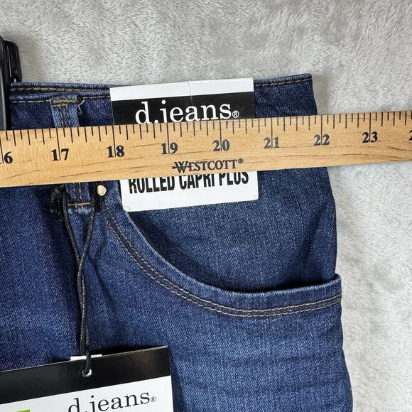 d.jeans NEW Womens Denim Jeans Sz 22W Rolled Capri Plus Stretch Dark Wash Zipper - Picture 5 of 12
